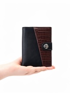 Портмоне мужское на кнопке, 3 в 1, для автодокументов и паспорта, 2 отдела, для карт, для монет, цвет чёрный, кофе - Фото 10