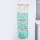 Органайзер подвесной с карманами Доляна «Фламинго», 3 отделения, 20×60 см, голубой - Фото 3