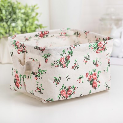 Корзина для хранения с ручками «Цветы», 20.5×16.5 см, прямоугольный