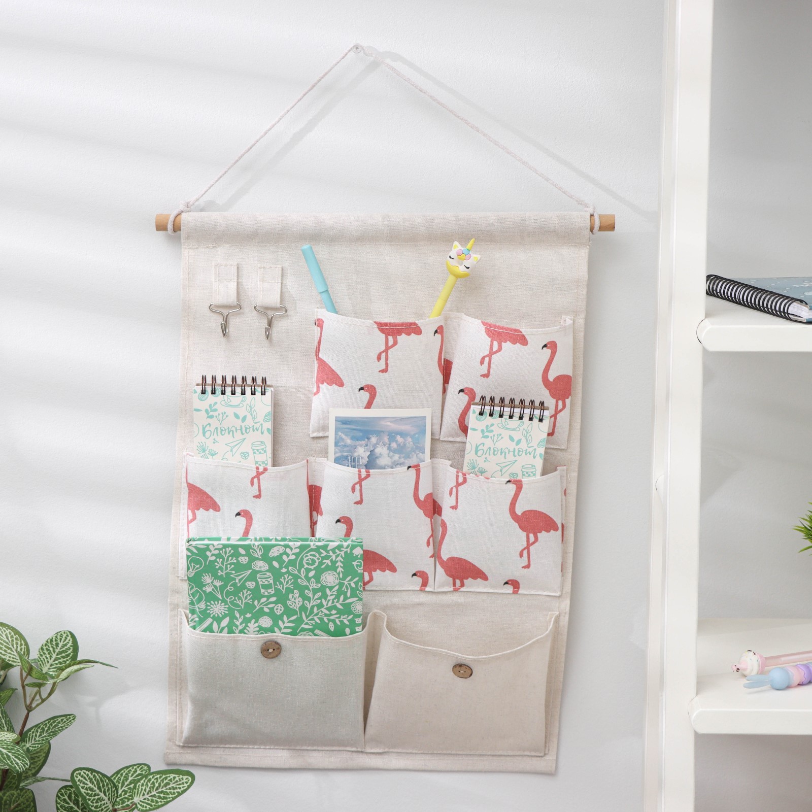 Органайзер подвесной с карманами Доляна «Фламинго», 7 отделения, 38×46 ...