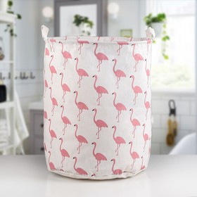 Корзина бельевая текстильная Доляна «Фламинго», 35×35×60 см