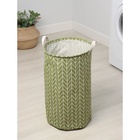 Корзина для белья Доляна «Зигзаг», 35×35×60 см, зелёная - Фото 1