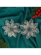 Ёлочные игрушки 2 шт. «Зимнее волшебство. Ажурный цветок» пластик, 14 см, серебро - Фото 2