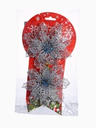 Ёлочные игрушки 2 шт. «Зимнее волшебство. Ажурный цветок» пластик, 14 см, серебро 3555437