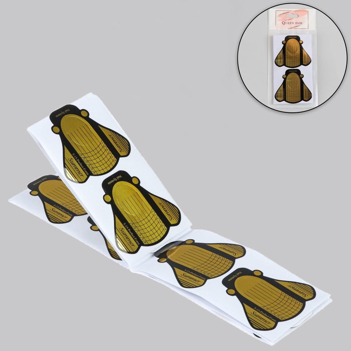 Формы для наращивания ногтей «Пчёлки», 20 шт, цвет золотистый 17078