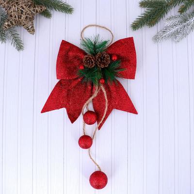 Украшение ёлочное «Зимнее волшебство. Бант», новогоднее, 16×18.5 см, красное