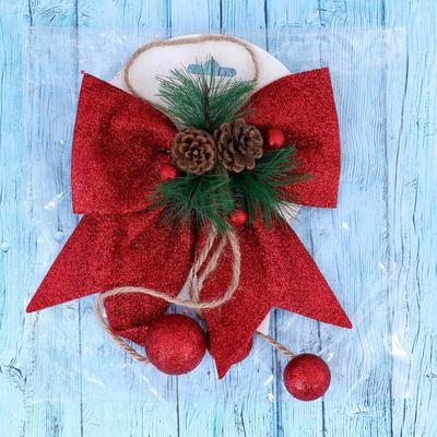Украшение ёлочное «Зимнее волшебство. Бант», новогоднее, 16×18.5 см, красное