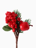 Еловая ветка декоративная «Зимнее волшебство. Грёзы», яблоко, красная калина, 17 см - Фото 6