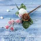 Декор "Зимние грезы" красные ягодки шишка снежок, 18 см - фото 318109908