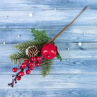 Еловая ветка декоративная «Зимнее волшебство. Грёзы», 25 см - Фото 2