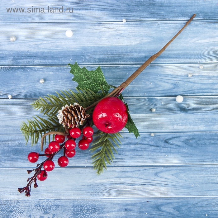 Еловая ветка декоративная «Зимнее волшебство. Грёзы», 25 см