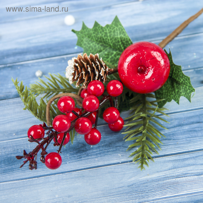 Еловая ветка декоративная «Зимнее волшебство. Грёзы», 25 см - Фото 1