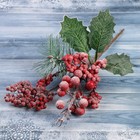 Декор "Зимние грезы" калина красная ягодки в снегу, 24 см - фото 10091527