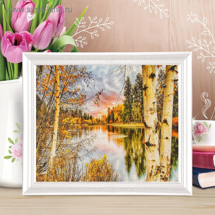 Роспись по холсту "Красота России" по номерам с красками по 3 мл+ кисти+инстр+крепеж 30*40 - Фото 1