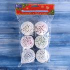 Ёлочные игрушки «Снежок», шары новогодние, набор d=4.5 см, 6 шт., МИКС - Фото 2