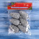 Ёлочные игрушки 6 шт. «Шишки», 3.5×6 см, серебро - Фото 2