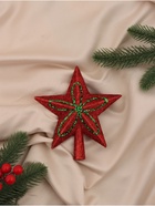 Звезда на ёлку (верхушка) блеск и конфетти 13.5×14.5 см, красный - Фото 2