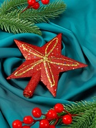 Звезда на ёлку (верхушка) блеск и конфетти 13.5×14.5 см, красный 3570535