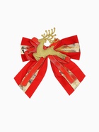 Ёлочные игрушки 3 шт. «Зимнее волшебство. Бант с оленем» пластик, 10×10 см, золотисто-красный - Фото 4