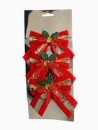 Ёлочные игрушки 3 шт. «Зимнее волшебство. Бант с остролистом», бантики, 10.5×10 см, золотисто-красный - Фото 7