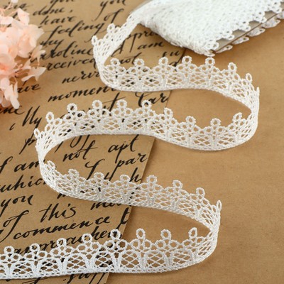 Кружево гипюровое, 20 мм, 9±0.5 м, цвет белый