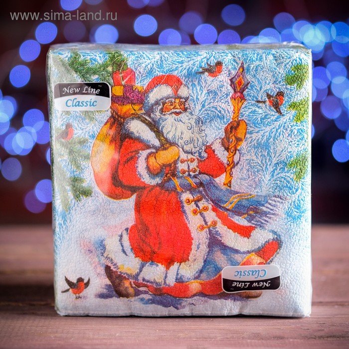 Новогодние салфетки бумажные Classic "Дед мороз", 1 слой, 33*33 см, 50 листов - Фото 1