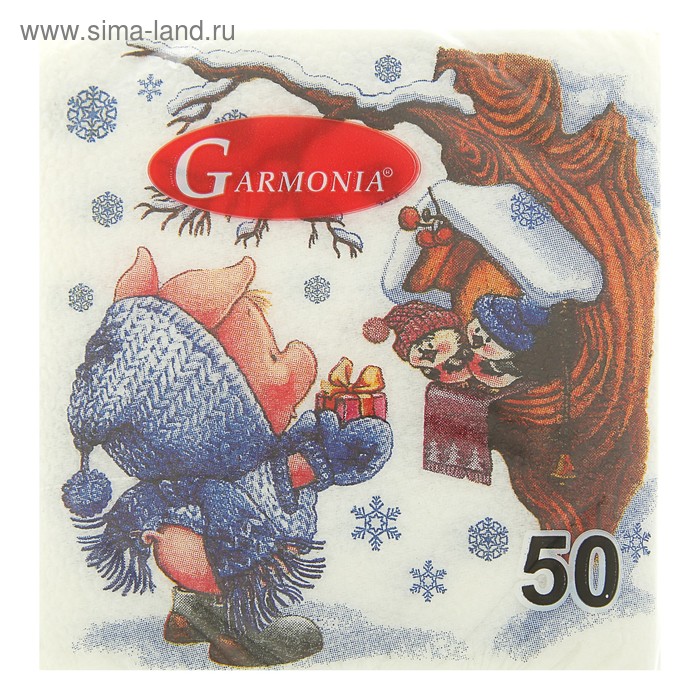 Новогодние салфетки бумажные "Гармония цвета многоцветие. Символ года", 24*24 см, 50 листов - Фото 1