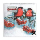 Салфетки новогодние бумажные «Снегири», 24×24 см, 50 шт. - Фото 2