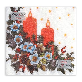 Салфетки новогодние бумажные «Свечи», 2 слоя, 33?33 см, 20 шт. (комплект 3 шт)