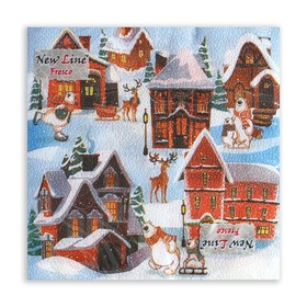 Салфетки новогодние бумажные «Домики», 2 слоя, 33?33 см, 20 шт. (комплект 3 шт)