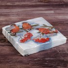 Салфетки новогодние бумажные «Снегири», 2 слоя, 33×33 см, 20 шт. - Фото 5