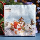 Новогодние салфетки бумажные Fresco "Снеговички", 2 слоя, 33*33 см, 20 листов - Фото 1