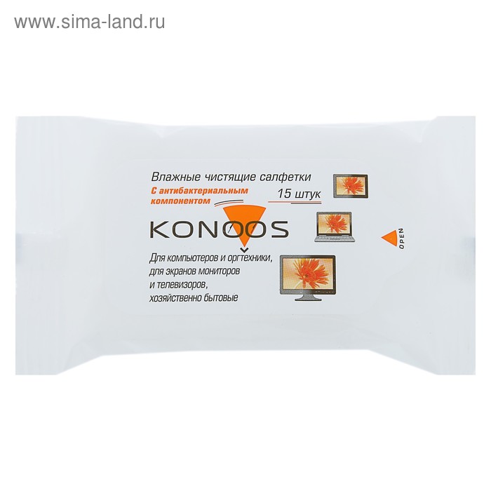 Салфетки для ЖК-экранов Konoos KSN-15 в мягкой пачке - Фото 1