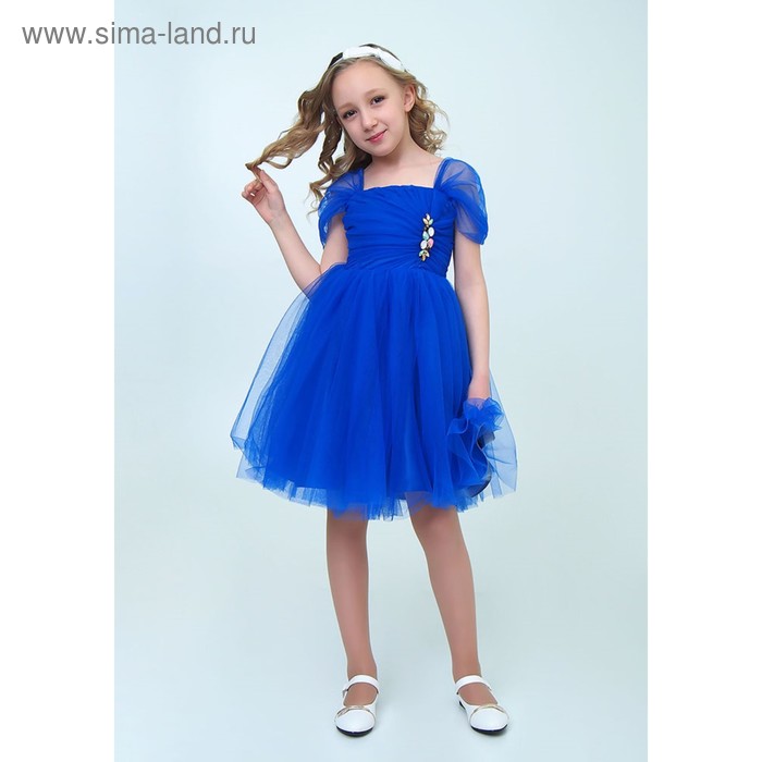 Платье для девочки, рост 146 см, цвет электрик - Фото 1