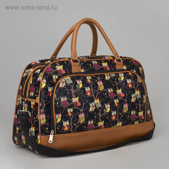 Сумка дорожная, отдел на молнии, наружный карман, длинный ремень, цвет чёрный - Фото 1