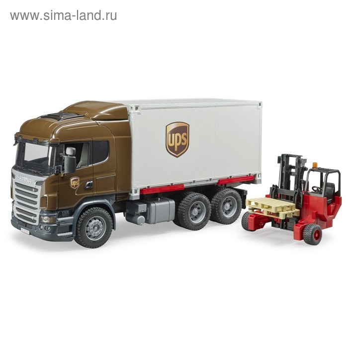 Машинка Scania «Фургон UPS», с погрузчиком и паллетами - Фото 1