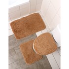 Набор ковриков для ванной и туалета Доляна «Плюшевый», 3 шт, 34×40, 40×50, 50×80 см, цвет бежевый - Фото 1