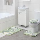 Набор ковриков для ванны и туалета Доляна «Геометрия», 3 шт: 35×39, 40×50, 50×80 см, цвет зелёный - фото 8715025
