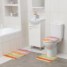 Набор ковриков для ванной и туалета Доляна «Цветные деревяшки», 3 шт: 42×38, 44×38, 44×73 см - фото 8715036