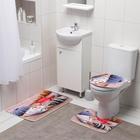 Набор ковриков для ванной и туалета Доляна «Ракушки на песке», 3 шт, 35×39, 40×50, 45×75 см - Фото 2