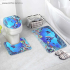 Набор ковриков для ванной и туалета Доляна «Дельфин», 3 шт: 35×39, 40×50, 45×75 см - фото 9515803