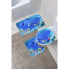 Набор ковриков для ванной и туалета Доляна «Дельфин», 3 шт: 35×39, 40×50, 45×75 см - фото 9515804