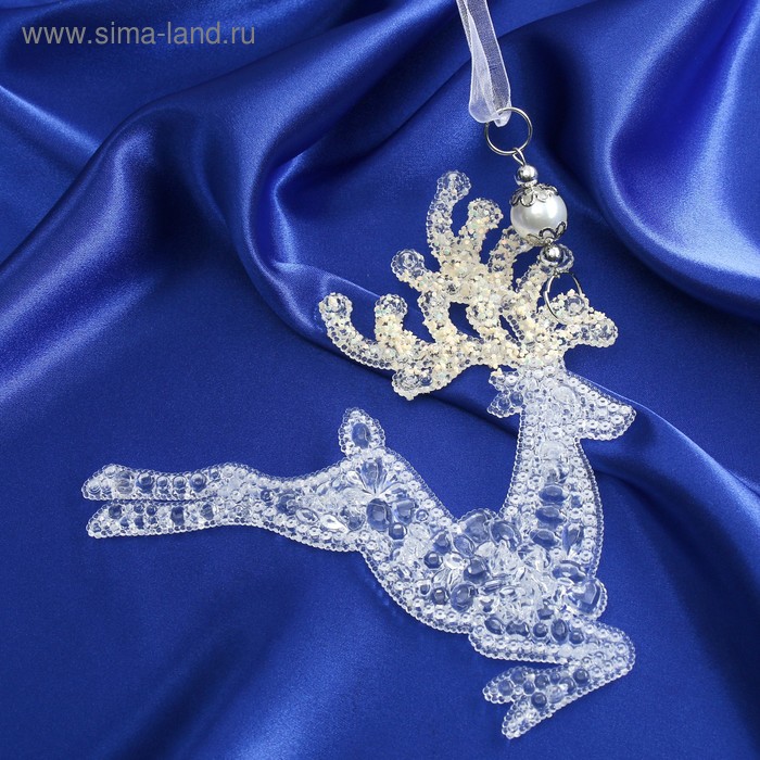 Ёлочная игрушка «Зимнее волшебство. Олень» пластик, 18×9 см, 13×13.5 см, прозрачный, МИКС - Фото 1