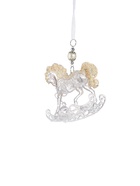 Ёлочная игрушка «Зимнее волшебство. Конь на подставке», блеск, 10.5×9.5 см, прозрачный - Фото 4