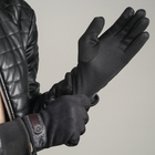 Перчатки мужские безразмерные, без подклада, для сенсорных экранов, цвет чёрный/вставка серый - Фото 3