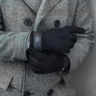 Перчатки мужские безразмерные, без подклада, для сенсорных экранов, цвет чёрный/вставка серый - Фото 1