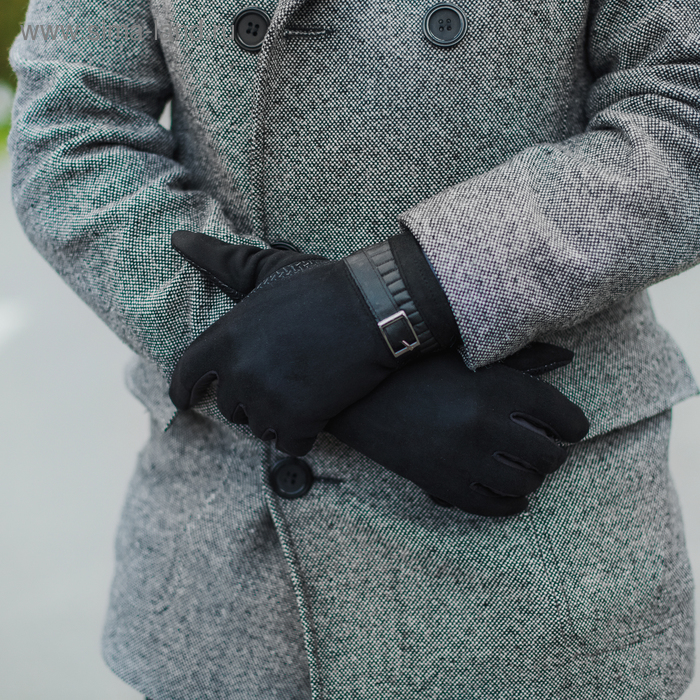 Перчатки мужские безразмерные, без подклада, для сенсорных экранов, цвет чёрный - Фото 1