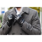 Перчатки мужские, безразмерные, комбинированные, с утеплителем, для сенсорных экранов, цвет чёрный - Фото 5