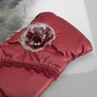 Перчатки женские утеплённые безразмерные, комбинированные, цвет бордовый - Фото 2