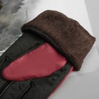 Перчатки женские утеплённые безразмерные, комбинированные, цвет бордовый - Фото 3